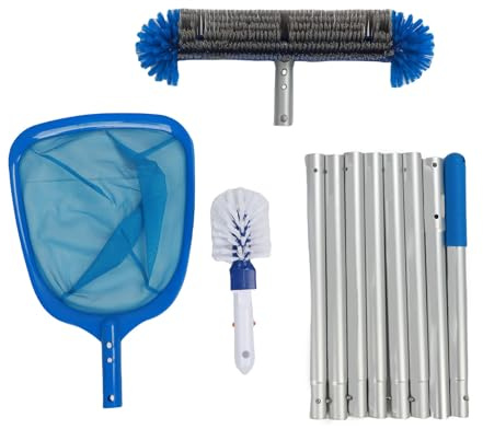 ANKROYU Kit de Limpieza Profesional para Piscinas Juego de Red de Malla con Cepillo Ajustable de 8 Postes Diseño Giratorio de 360 ​​Grados para Piscinas elevadas en el Suelo Spas B