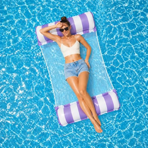 Amaca Gonfiabile da Piscina WENZO 130x70 cm – Materassino Mare con Schienale, Facile da Gonfiare, Ideale per Piscina, Spiaggia e Relax in Acqua (Viola)