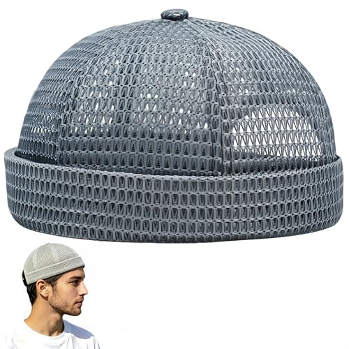 Generico Berretto da Uomo Senza Visiera in Rete Traspirante – Cappellino Estivo Leggero, Modello Docker Regolabile, Stile Hip-Hop per Uso Quotidiano e attività all'Aperto