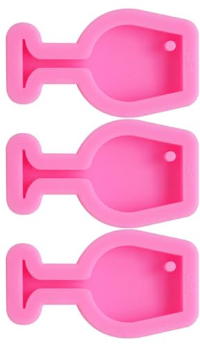 Toyvian 3 Piezas Molde de Silicona para Llaveros con Forma de Copa Tipo Cáliz, Material Rosa, Adecuado para Hacer Dijes y Manualidades de Resina en Joyería y Artes