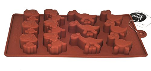 Selecto Bake Moule à chocolat en silicone, 12 cavités en forme de dinosaure, moules à bonbons antiadhésifs réutilisables, moules de cuisson pour bonbons, gelée de chocolat