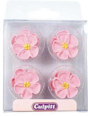 Pink Rose Sugar Decorations - 12 pack