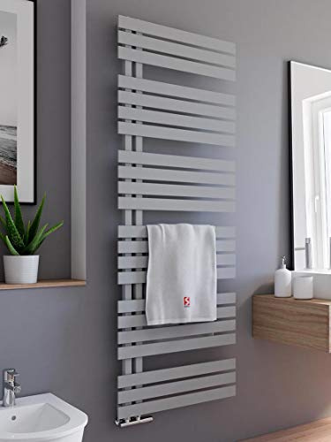 Schulte H02416960 Badheizkörper Breda, 169 x 60 cm, 838 Watt Leistung, Anschluss unten, Reflex grau, Heizkörper mit Handtuchhalter-Funktion