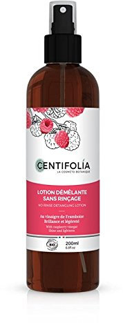CENTIFOLIA - Après-shampoing Spray Sans Rinçage - au Vinaigre de Framboise - nourrit, démêle et éclaircit les cheveux sans les peser - sans alcool et sans sulfates - certifiè Bio - 200 ml