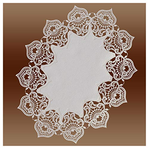 kollektion MT Feines Deckchen Sally Natur Luftspitzen-Rahmendeckchen Echte Vogtländischer Spitze oval 45 x 35 cm