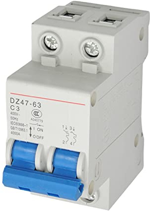Fielect Miniature Circuit Breaker 3A 230/400V 2 Poles Low-Voltage Din Rail Mount Circuit Breaker Din Rail Clip DZ47-63 C3