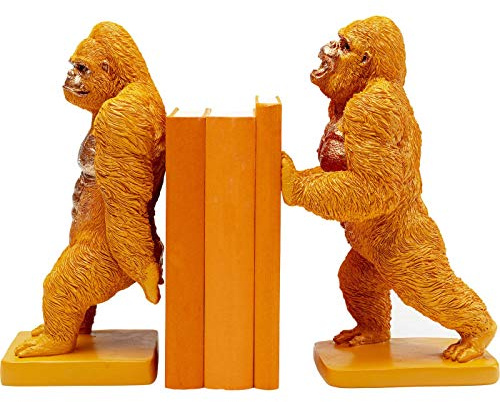 Kare Design Buchstütze Gorilla (2/Set), Orange, Buchstütze Gorilla (2/Set) | handgearbeitet, fürs Büro, fürs Wohnzimmer