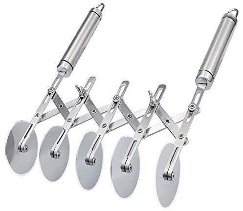 Cortador de Pizza,Cortador de PasteleríA,Cortador de Pasta,Cortador de Masa, Ajustable, 5 Ruedas de Corte, De Acero Inoxidable Adecuado Para Familiares de Cocina (Five rounds)