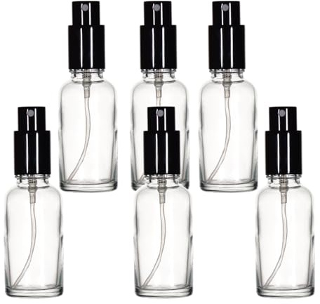 YIZHAO Flacon Spray Vide 30ml, Transparent Bouteille Spray Verre, avec Brouillard de Pulverisateur Fine, pour Huiles Essentielles, Aromathérapie, Parfums, Nettoyage, Voyage, Pharmacie – 6Pcs