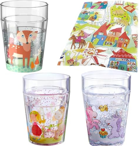 Kilala Glitzerbecher-Set Einhorn Fuchs Vicki Pirli Melaminbecher Geschirr Kinderbecher