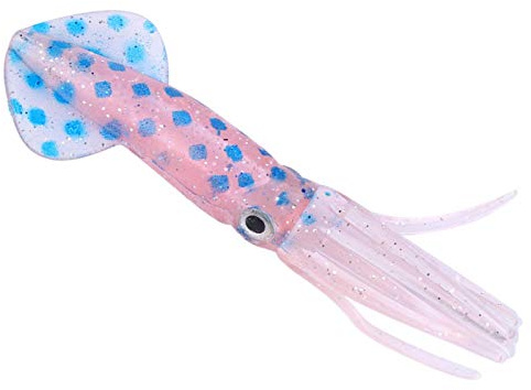 Pwshymi 10 pièces leurres de pêche leurre de calmar leurres artificiels de Poulpe bionique appât Lumineux appâts Souples leurre de crevettes pour la pêche en mer(Pink&Blue Dot) Sportinggoods
