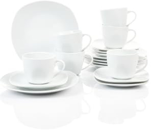 Retsch Arzberg/Geschirr Kaffeeservice FINO/Set 18teilig für 6 Personen/Porzellan eckig uni weiß/Basic-Geschirr