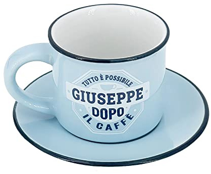 CLEARCO Tazzina da caffè in gres porcellanato personalizzata con piattino - Giuseppe