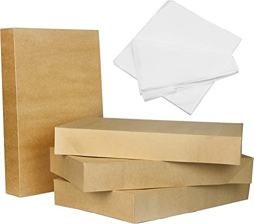 JOYIN 12 Stück braune Pappkarton Geschenkboxen 43,18cm x 27,94cm x 6,1cm mit Seidenpapieren & Deckeln für Weihnachtsgeschenke Dekoration, Weihnachtsgeschenkverpackung, Hochzeiten
