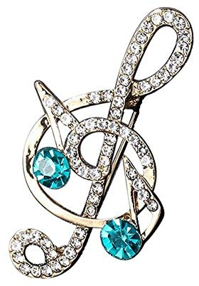 Brosche Schmuck Notenschlüssel Gold & Musiknoten, Edelstahl