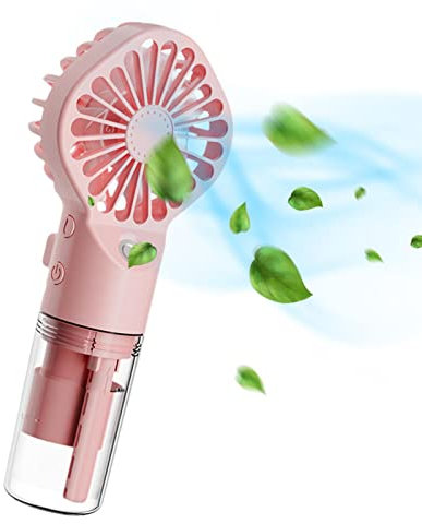 HEYCE Fan With Water Spray Misting Fan, Battery Operated Small Handheld Fan With Mist Spray, Sprayer Fan Small Fan Face Steamer for Home Travel Outdoors