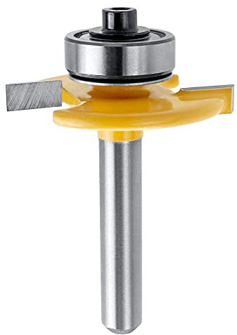 Mesee 1/4 Inch Shank Biscuit Joiner Router Bit T Slot Router Bit with Bearing Guide Wood Biscuit Jointing Slotting Cutter Woodworking Grooving Rebating Milling Cutting Tool, Cutting Height 5/32 Inch