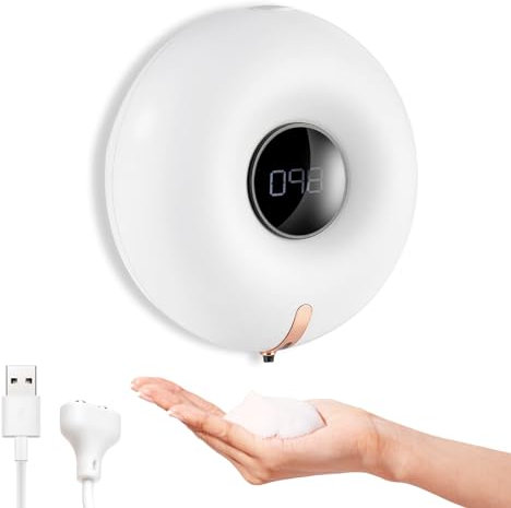 Automatischer Seifenspender 280ml Elektrischer Seifenspender Wandbefestigung Berührungsloser Schaumseifenspender Aufladbar Sensor Soap Dispenser für Bad Küche Büro Schule