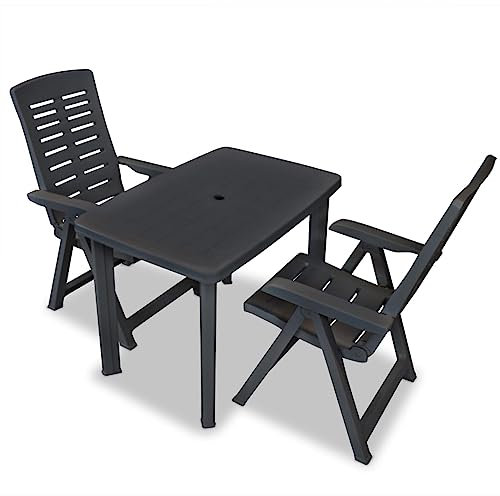 BaraSh 3-TLG. Bistro-Set BalkonmöBel Set Bistroset Balkonset Gartengarnitur Sitzgruppe Bistrosets Balkon MöBel Kunststoff Anthrazit