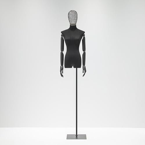 Rozhuhro Schneiderpuppe, Weiblich Schaufensterpuppe, Schaufensterpuppe, Zerlegbare Puppe, Deko Mannequin, Schneiderbüste kleiderpuppe Büste Torso,Schwarz,B1