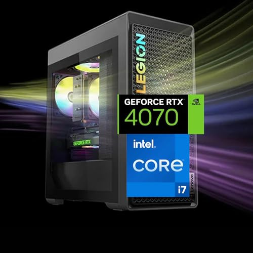 Lenovo Legion T5 Gen 8 Gaming Tower Desktop, Processore Intel Core i7-13700F di 13a generazione, NVIDIA GeForce RTX 4070, 32GB DDR5 RAM, 2TB SSD, HDMl, DP, RJ-45, Wi-Fi 6, Windows 11 Home, Grigio