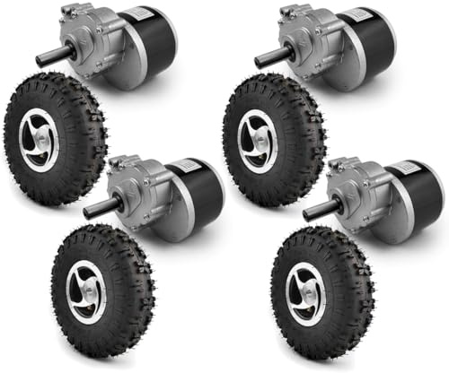 1000W Kit Elettrico Quattro Unità 4.10-4 Off Road Pneumatico Set Ruote Da 10 Pollici Per Elettrico Fai Da Te 4X4 Tosaerba Carriola Carrello Carrello (Max speed 6kph, Off-road tire No controller)