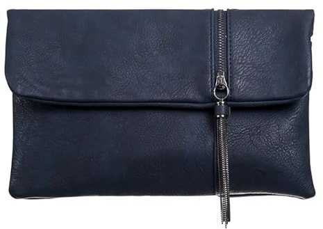 UShopUK Faux Leather Large Flap Envelope with Tassel Cross Body Bridal Prom Wedding Evening Clutch Party Purse Hand Bag (Navy Blue)
