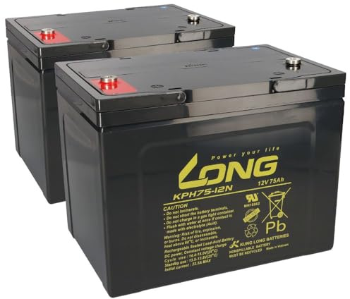 Bleiakku 2X 12V 75Ah Kompatibel Zu Rollstuhl E-Mobil Seniorenmobil U.a. - Langlebig - Wartungsfrei - Zuverlässig - Ersatzakku - Akku - Batterie