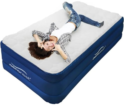 AeroRest Cloud Top Luftmatratze | Extralange 210 cm | Mit abnehmbarer und waschbarer Matratzenauflage (Einzel)