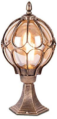 Lampioni Da Giardino, Retro Palla Marrone Ip65 Lanterne Per Esterni Lampada A Colonna Lampada Da Esterno Impermeabile E27 Pilastro Lampioni Pressofusi Lampioni Villa Comunità Patio Parco Arredamento