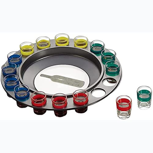 CFDZCP Drehendes Trinkspiel-Set, Roulette-Weintischspiel, Party-Tools Mit 16 Löchern Aus Transparentem Weinglas Und Drehteller for KTV, Treffen Und Spaß Haben