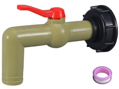 HayLEa Rubinetto da giardino S60 x 6 per serbatoio IBC, scarico a 90 gradi, compatibile con botti da pioggia da 1000 l, acciaio inossidabile, marrone