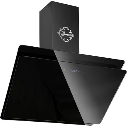 GURARI Wandhaube GCH S 411 90 BL PRIME N, Dunstabzugshaube 90 cm, Schwarz Glas,1000m³/h