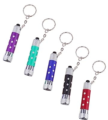 Milisten 5pcs Led Flashlight Keychains Creative Key Holder Ring Decoration Red Purple Green Blue Black Portable Torch for Men Women Small Present