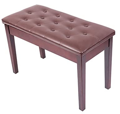Gepolsterte Klavierbank mit aufklappbarem Staufach, bequem & langlebig, Braun