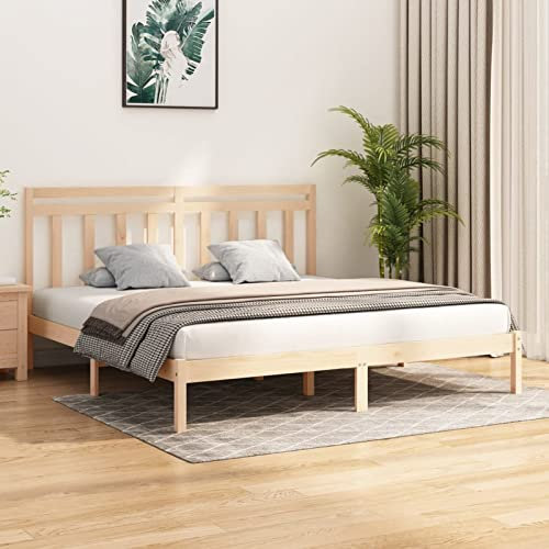 Buzaza Massivholzbett Bettgestell Bed Frame Bett Mit Bettkasten Hausbett Bett Massivholz 200x200 cm - 3105270