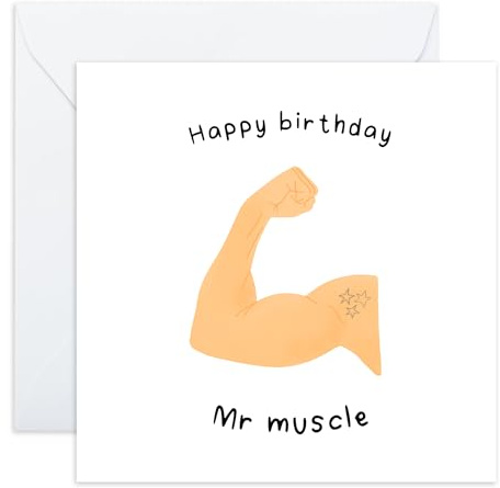 Central 23 Geburtstagskarte für Ihn – Mr. Muscle – Geschenke für Männer, Ehemann, Freund, Bruder, Papa – großer Bizeps – mit lustigen Aufklebern