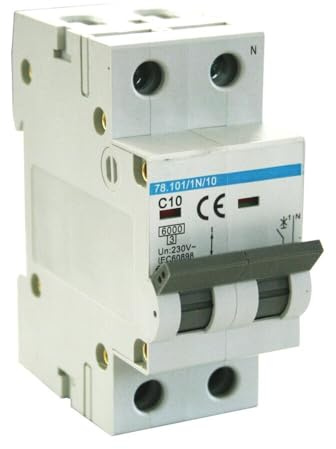Interruptor magnetotérmico 2 polos, 20A, 6KA, Clase C, 400V - Protección de circuitos eléctricos y prevención de sobrecalentamientos.