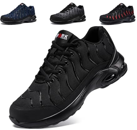 LARNMERN Zapatos de Seguridad para Hombre Mujer Trabajo Clazado | Ligeras,Con Amortiguación,Cómodas,Transpirables,Con Puntera de Acero,Resistentes a Los Pinchazos
