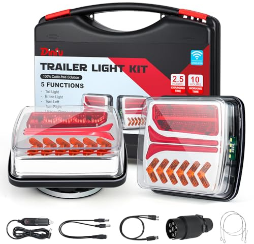 Dinfu kabellose LED Rückleuchten Anhänger mit Magnetfuß 12V-24V LED anhänger licht Set mit 7 Polig Stecker IP67 Wasserdicht für Pkw Anhänger Lkw Wohnwagen Traktor