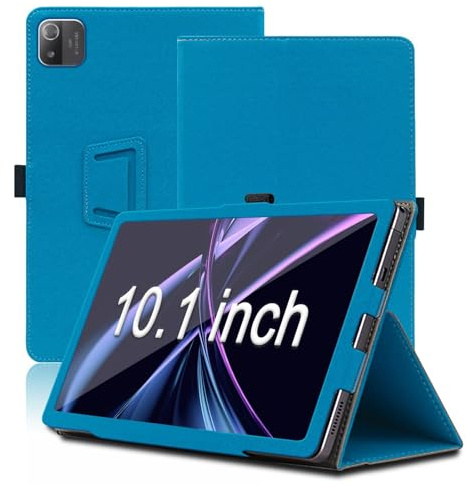 Tablet Case Compatible with 10.1 Inch Acer Iconia Tab A10(A10-21-A0T7), Premium PU Leather Folding Stand Tablet Protection Bundle with Pen Loop and Wrist Strap, Full Protection(Light Blue)