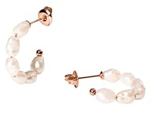 Purelei Organic Pearl Ohrringe – Edelstahl Creolen mit echter Süßwasserperle – 14K/18K vergoldet – 23 mm – Eleganter Perlenschmuck für Damen (Rosegold)