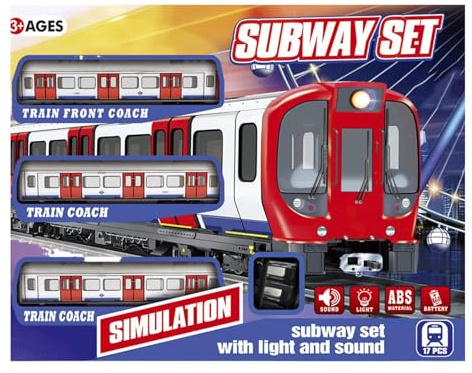 Generico Set di treni elettrici educativi - Playset della metropolitana retrò con luce e suono | Incoraggia il pensiero e l'apprendimento creativi, giocattolo interno divertente per ragazzi e ragazz