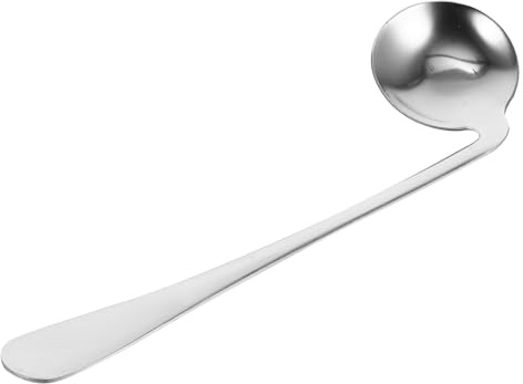 Cucchiaio Curvo in Acciaio Inossidabile Argento, Design Ergonomico | Angolo Inclinato, Autoalimentazione Confortevole, per Pazienti e Anziani