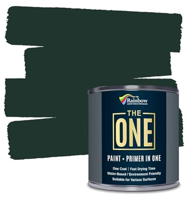 The ONE All-In-One Paint & Primer - Dark Green Satin, 250 ml | Multi-Surface 1 Coat Formula | Easy Indoor & Outdoor Decorating for Home & Garden Wall, Floors, Furniture | Durable, Water-Based, Low VOC