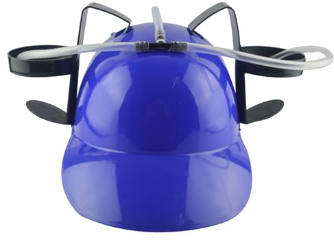 Hperu Sombrero De Cerveza Sombrero Para Beber Divertido Casco De Plástico Seguro Con Soporte Para Latas Paja Divertido Para Cerveza Soda Fiesta Juegos De Fútbol Novedad Azul - Sombreros
