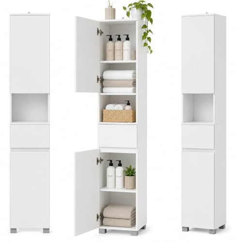 Build Rapido Absolute Deal Bathroom Cabinet | Tall slim free standing bathroom cabinet, a narrow tallboy storage unit for toiletries, towels and everyday home essentials