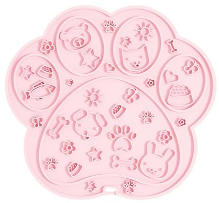 Tapis à lécher carré en silicone en forme de patte - Antidérapant - Concave - Convexe - Alimentation lente - Sans odeur - Pour chiens et chiots - Soulage l'anxiété - Voyage - Camping - Rose A