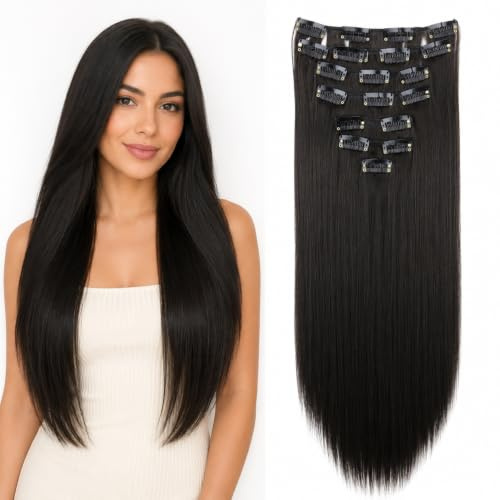 CAISHA XXL 60cm 8er Clip In Extensions Haarteil Schokobraun CES21