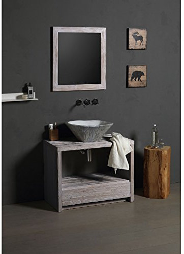 Lavandino Lavabo Appoggio/Sospeso Horganica Ovale Modello Terra Calce in Ceramica 54x46 cm (con Vasca Bianca)
